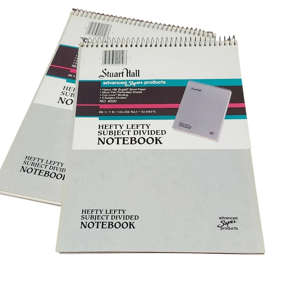 Stuart Hall Hefty Lefty Notebooks 3 Vintage Stationary College Rule 8x11 HTF